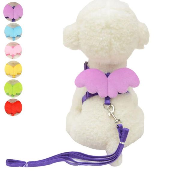 

fashionable and cute small pet dog cat leash lead set angel wing design adjustable harness accessory for dogs collars & leashes