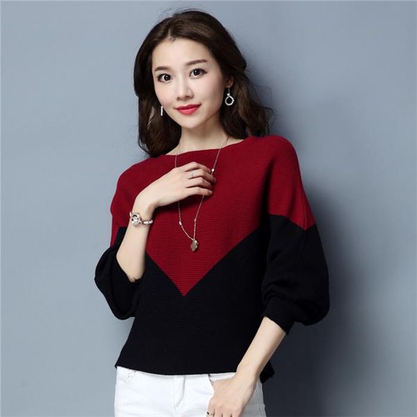 

women's sweaters woman dolman sleeve knitwear off-neck short loose-fitting batwing shirt femme chandails pull hiver, White;black