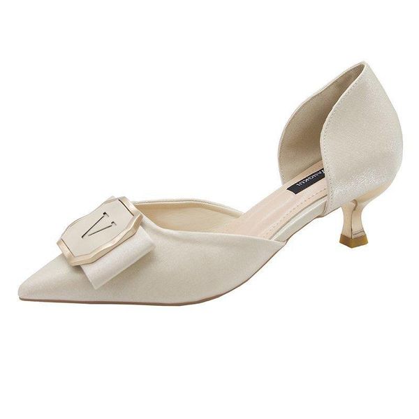 

dress shoes women's fashion temperament single shoe metal decorative high-heeled soft soles comfortable non-slip lady, Black