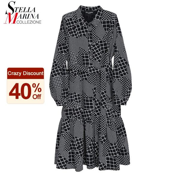 

long sleeve woman spring black plaid shirt dress wish sashes checkers printed office ladies elegant dress robe femme style 8115, Black;gray