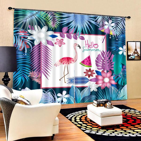 

curtain & drapes personalized flamingo plant 3d printing sunshade material custom decorative bedroom living room