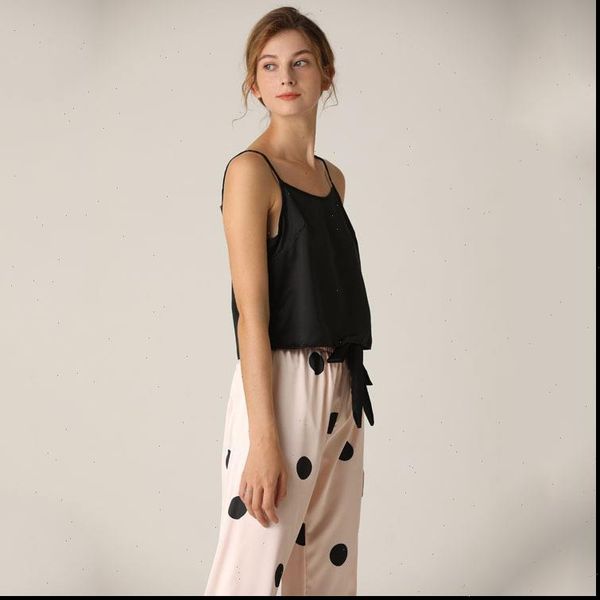 

spring pajamas womens sleepwears deep v lead nightdress trousers comfortable, Black;red