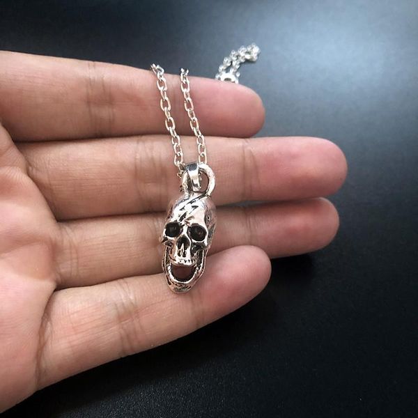 

fashion gothic skull skeleton head hip hop hollow handmade charms pendant necklace jewelry for women men necklaces, Silver