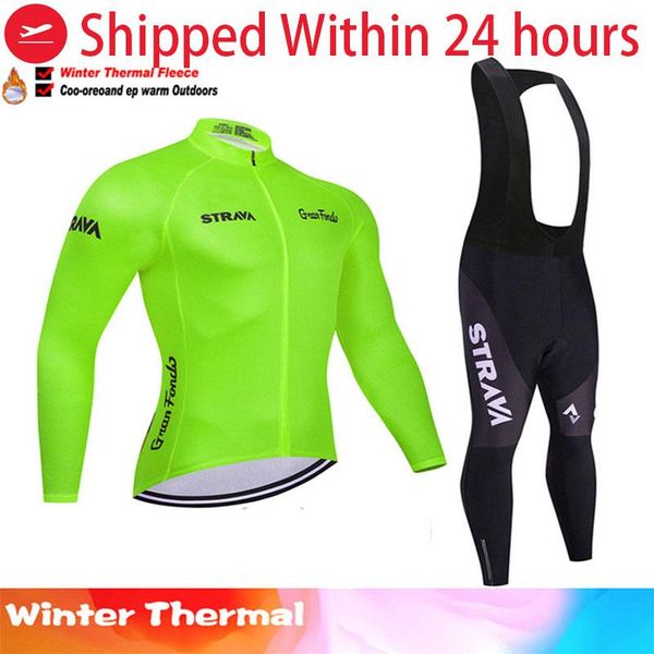 

racing sets strava team cycling jersey set 2022 winter thermal fleece clothing men long bicycle shirt bike, Black;blue