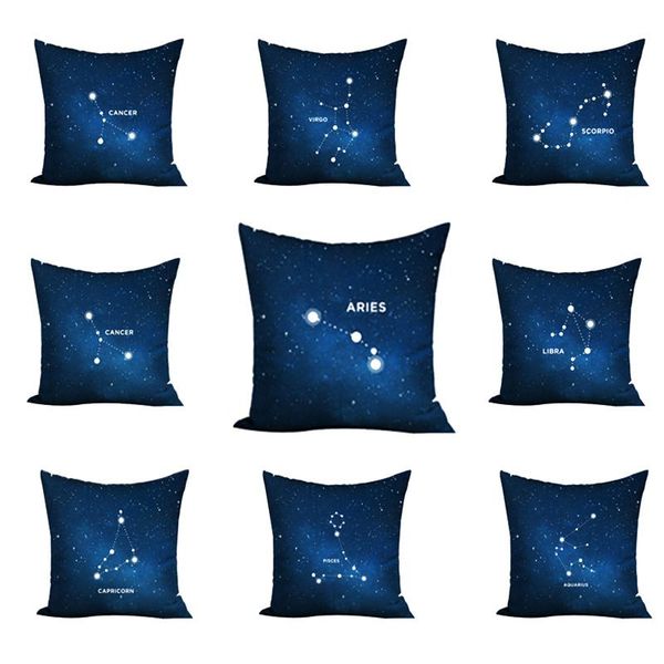 

constellation series cushion cover pisces lions galaxy throw pillow cotton linen pillowcase decorative for sofa car cushion/decorative