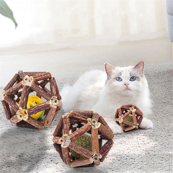 

cat toys pet kitten biting resistance matatabi stick catnip bell ball funny molar chew clean teeth interactive toy