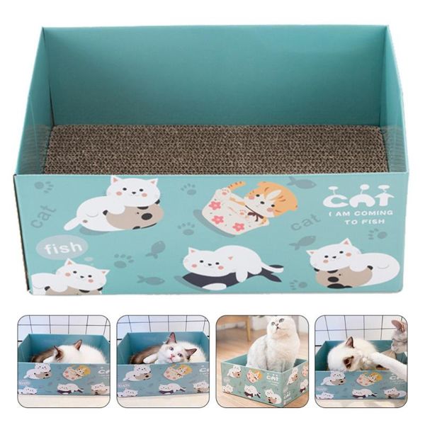

cat toys scratcher box portable corrugated paper lounger pet house nest bed