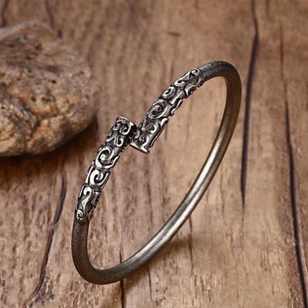 

simple and fashionable golden cudgel monkey king bracelet open bracelet men and women bracelet q0719, Black