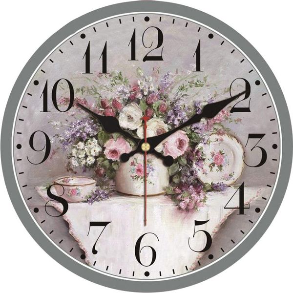 

design rustic country flower wall clock vintage home decor beauty colorful stripe for peach blossom flowers clocks