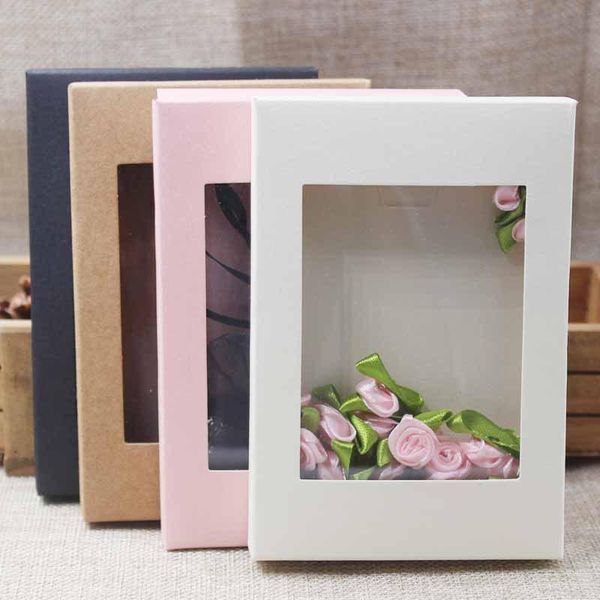 

gift wrap kraft paper multicolor packaging and display box with transparent pvc window wedding candy