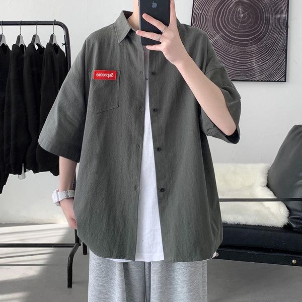 

neploha men's short sleeve shirt casual oversize man printed shirts 2021 fashion korean streetwear male, White;black