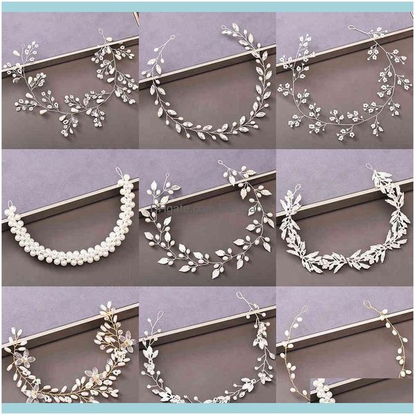 

headbands hair jewelrypearl rhinestone wedding aessories for women bride tiara headband jewelry sier color hairband drop delivery 7vhcn, Silver