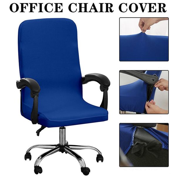 

soild color stretch office computer chair cover rotating desk seat spandex waterproof elastic slipcover washable covers