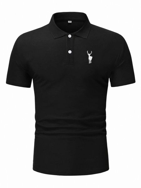 

men cartoon deer print polo shirt i8yk#, White;black