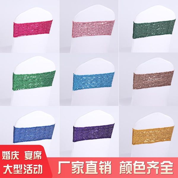 

sequin lycra chair band spandex bands for wedding party decoration sashes