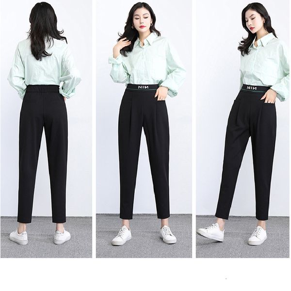 

pants british street-style trousers with ees, conical trousers, small legs, Black
