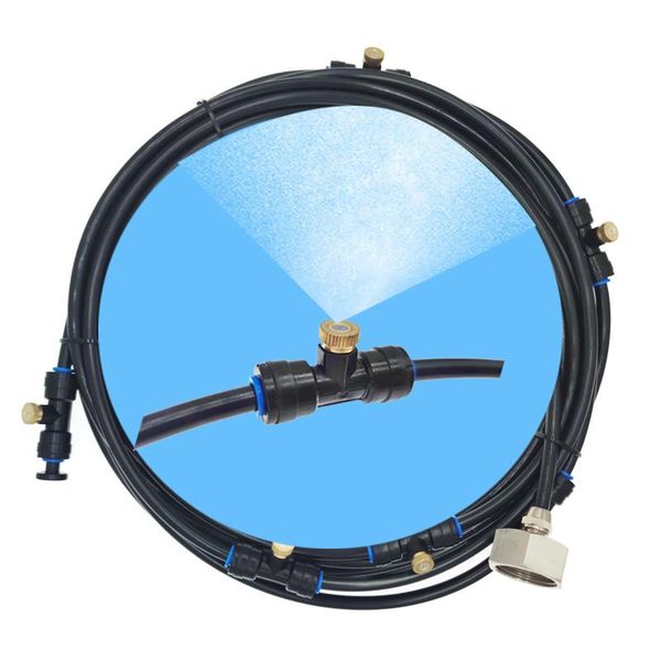 

preassembledmisting cooling system 26ft (8m) misting line + 7 brass mist nozzles adapter(3/4") outdoor mister for patio watering equipm