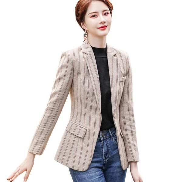 

women's suits & blazers fashion women ladies slim blue apricot striped blazer jacket female autumn winter outwear casual coat, White;black
