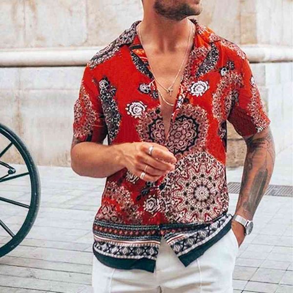 

men's casual shirts summer clothing printed trend cardigan high-end fashion gothic short s-3xl e7yl, White;black