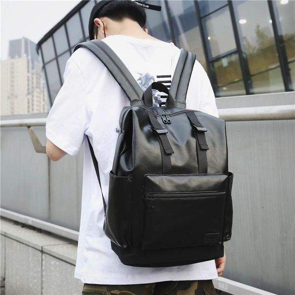 

backpack pu soft leather men and women couple tide brand casual fashion travel college student bag