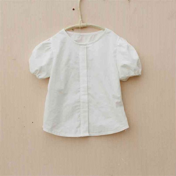 

summer fashion children white blouse cotton single button short sleeve shirts kids clothes girls 8 to 12 teenage 210622, White;black