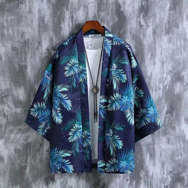 

men's casual shirts shirtchic 5-sleeve floral shirt hawaiian style summer korean loose daopao seaside fashion yt39, White;black