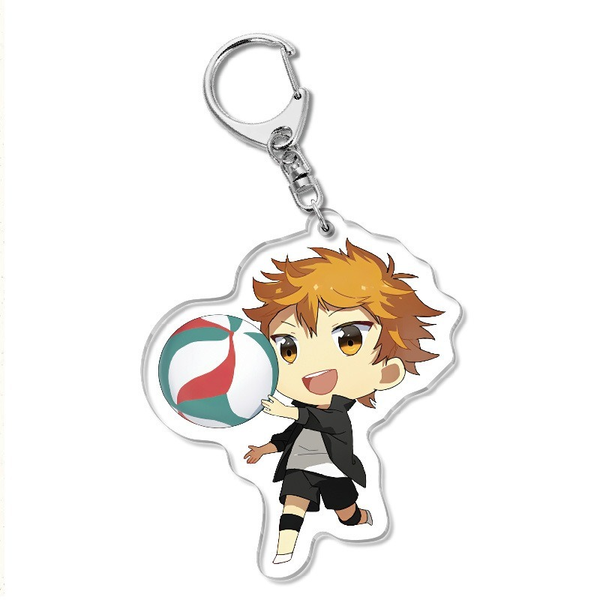 

haikyuu key chain acrylic volleyball boy kingring anime cute cartoon shoyo hinata key chain pendant women accessories breloczek, Slivery;golden