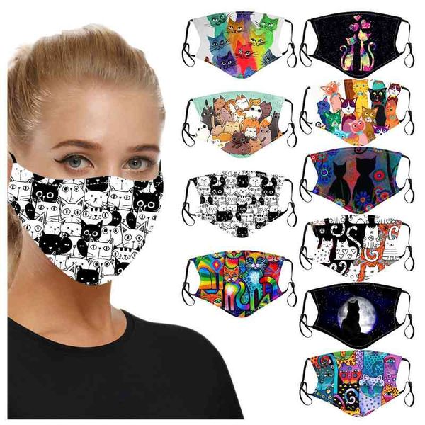 

2021 cat dustproof fashion 3d digital printing cotton mask washable