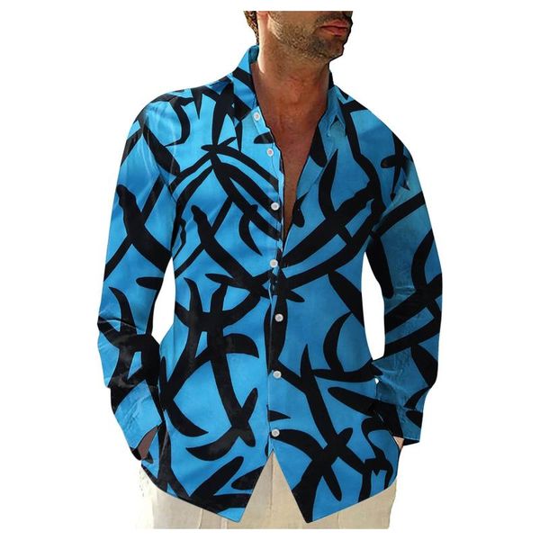 

men's casual shirts plus size fashion baggy pocket printed long sleeve retro blouse hawaiian masculina camisas hombre autumn, White;black