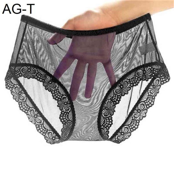 

women's transparent lace mid low waist mesh triangle underwear, Black;pink