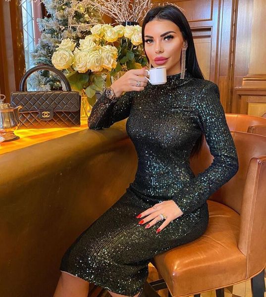 

colors long sleeve mesh sequins sparkly green black white women winter dress 2021 designer evening party vestido casual dresses, Black;gray