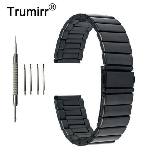 

watch bands 22mm stainless steel band for samsung galaxy gear 2 r380 neo r381 live r382 folding buckle strap wrist belt bracelet, Black;brown