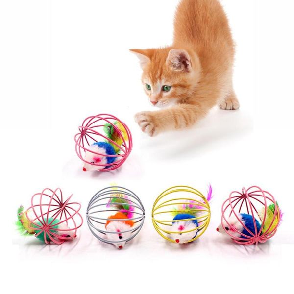

cat toys interactive toy scratch ball simulated mouse rat mice cage plastic artificial colorful kitten teaser pet animal supplies