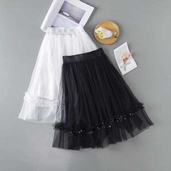 

girls elastic waist kids mesh womens skirt baby girl medium length tutu children clothing rt820, Blue