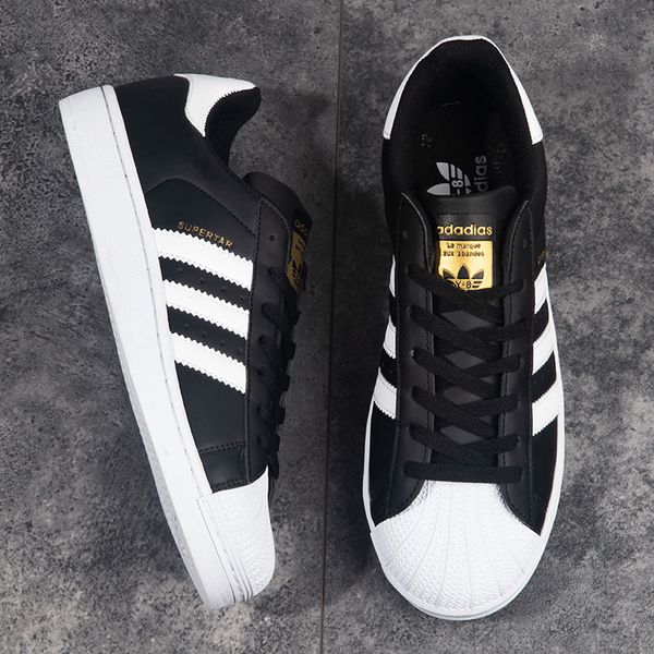 

spring and summer adi gold standard mens and womens board shoes shell toe trendy sports casual shoes clover versatile white shoes for studen, Black