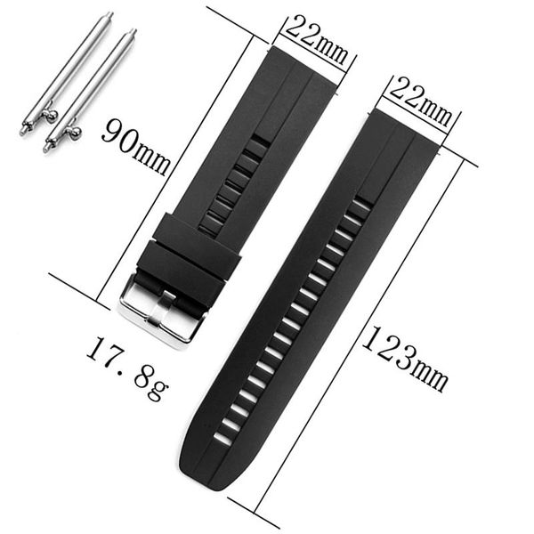 

watch bands 22mm sport silicone band for huawei gt 2 46mm wrist strap bracelet samsung galaxy gear s3 huami gtr 47mm, Black;brown