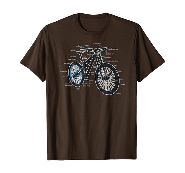 

parts of a mountain bike diagram t-shirt, White;black