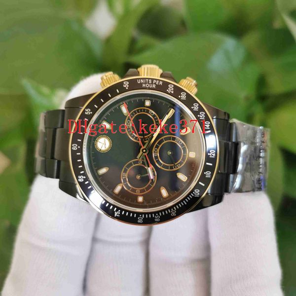 

bp watches perpetual 40mm chronograph working yellow gold black pvd case eta cal.4130 movement transparent mechanical automatic mens watch m, Slivery;brown