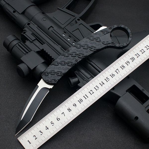Yeni Yüksek Kalite Otomatik Taktik Pençe Bıçak D2 Siyah Oksit + Tel Çizim (İki Tonlu) Tanto Noktası Bıçak Zn-al Alaşım Kolu Naylon Kılıf Ile Karambit