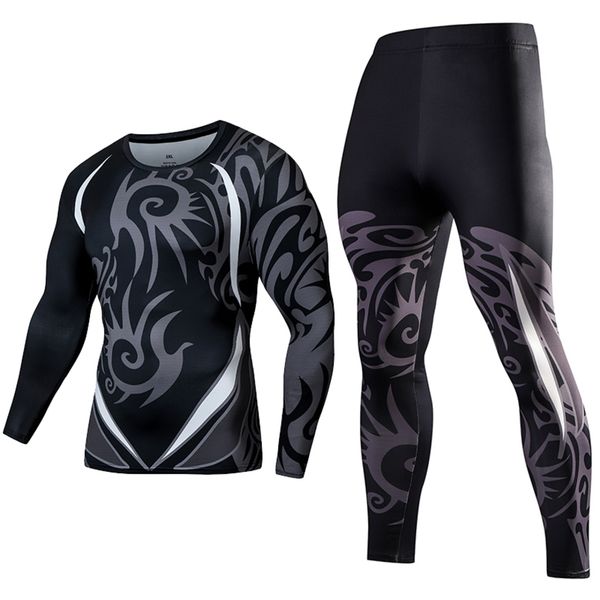 

men's comprsion sve, fitns sportswear, fast drying long sve running tights., Gray