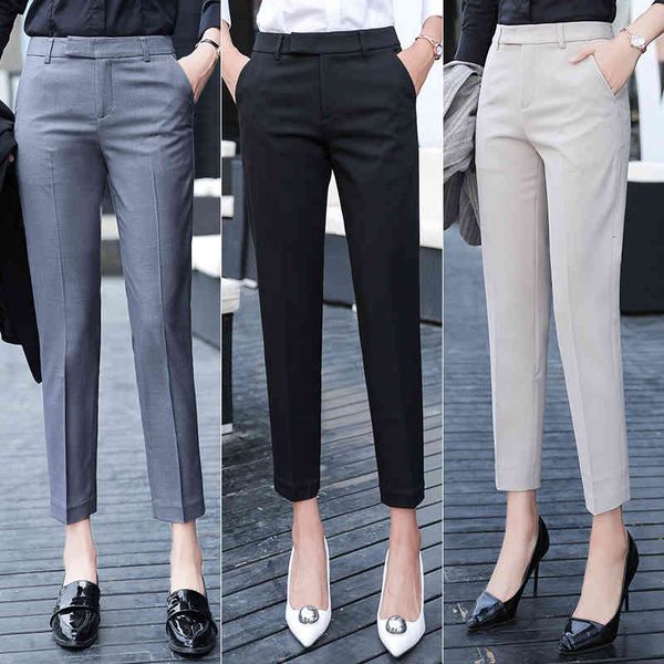 

women's pants & capris black gray suit woman high waist office ladie ashion formal work trousers female elegant casual straight 4x, Black;white