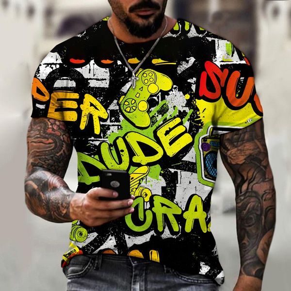 

men's t-shirts 3d printing t-shirt 2021 funny graffiti fashion streetwear harajukuo, White;black