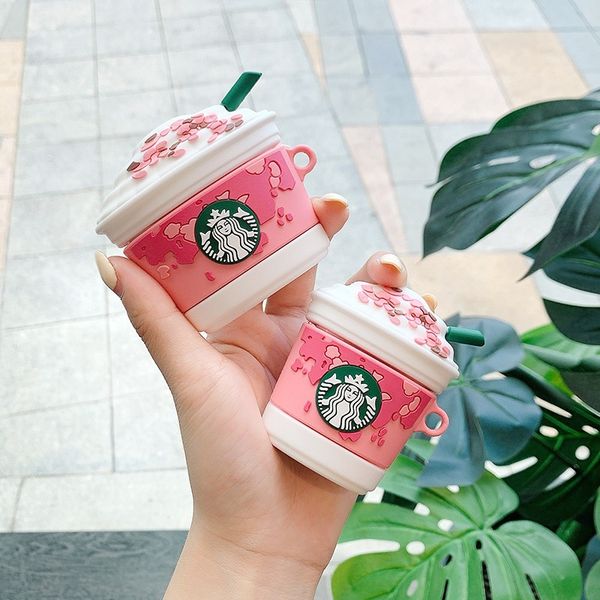 

airpod 1 and 2 pro headset accessories starbucks case cover for apple earphone luxury silicone cute 3d coffee mug cherry ice cream design pr