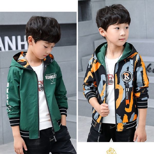

spring childrens clothes double-sided wear jacket for boys coat 5-15t waterproof hooded outerwear sport jacket boys clothtes, Blue;gray