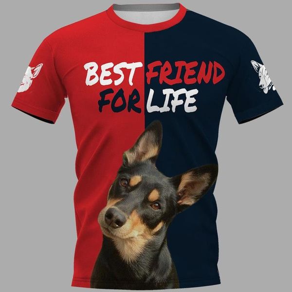 

cloocl animals pet dog australian kelpie mens t-shirts short sleeve men clothing harajuku t shirts 3d print shirt, White;black