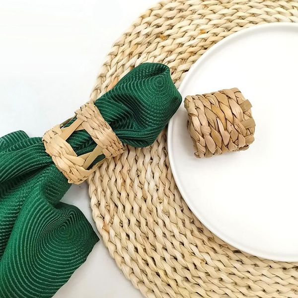 

napkin rings 1pc natural straw ring water hyacinth grass serviette holder wedding event favor handmade buckle table decoration