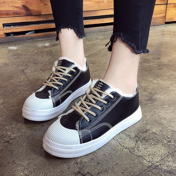

boots cotton shoes female women's winter plus leather thick-soled warm snow, Black