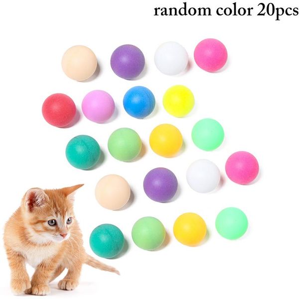 

cat toys 20pcs ball toy pet interactive solid color kitten chsasing funny plastic chew play random