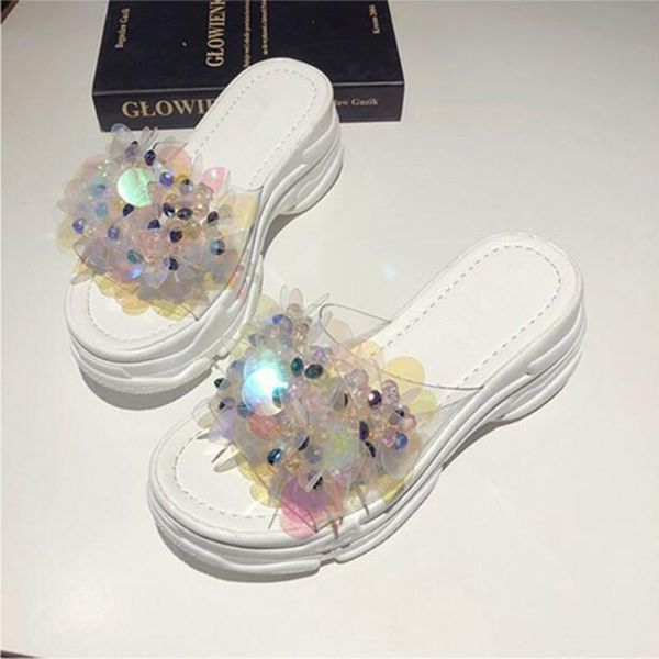 

dress shoes zxryxgs summer women sandals fashion crystal diamond sequins slippers thick bottom, Black