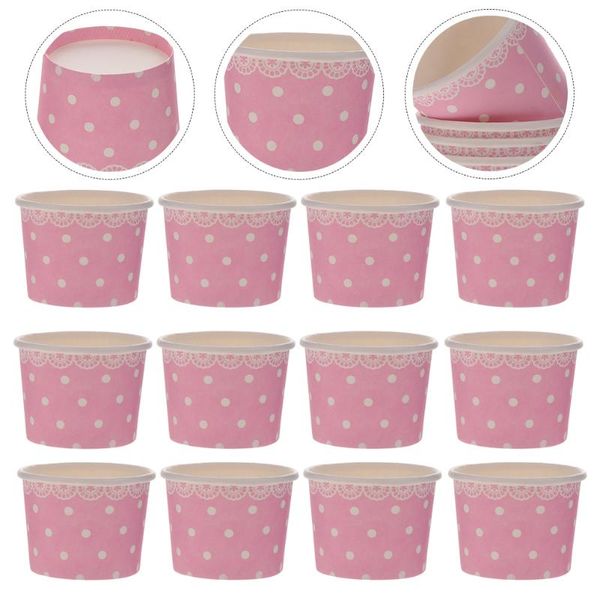 

disposable cups & straws 50pcs paper bowls ice cream food packaging containers )